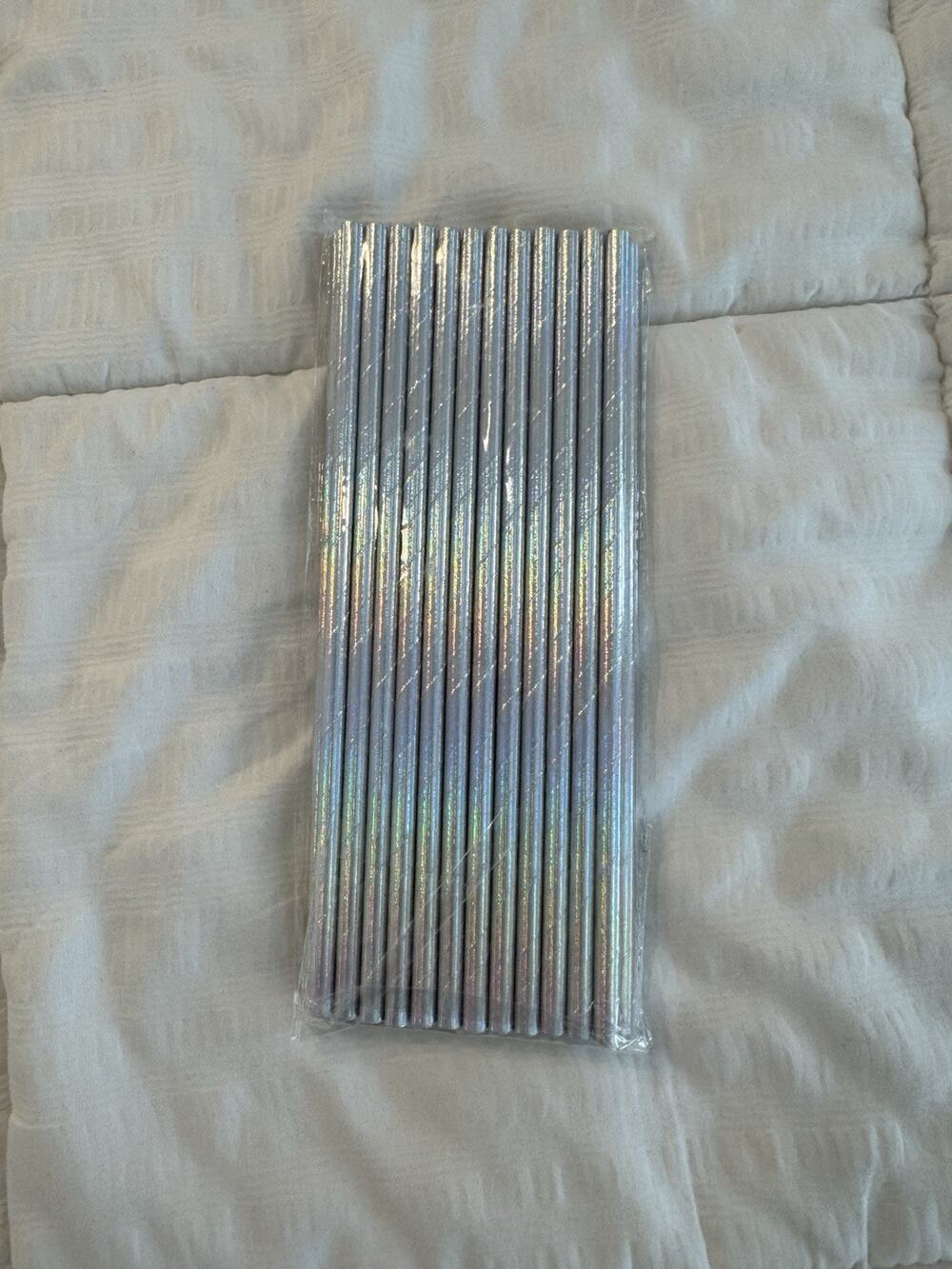 New Iridescent Paper Drinking Straws Lot of 25 Party Bridal Shower Holographic